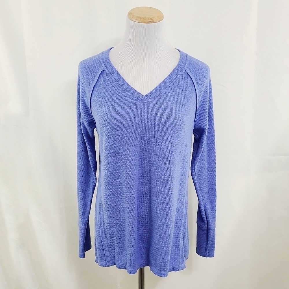 Wildfox Haley brushed waffle top orchid purple blue NEW Women's Thermal small - Picture 2 of 6